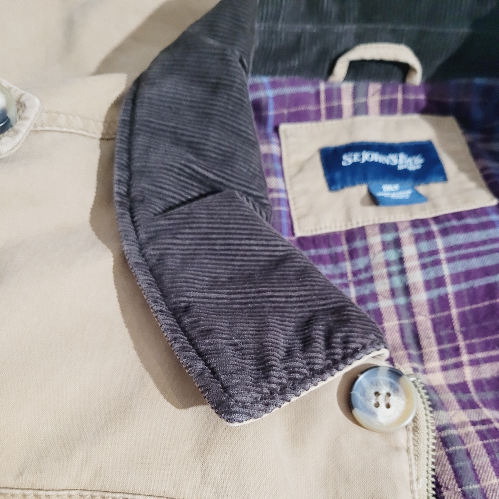 St John’s Bay Barn Coat Chore Jacket 2XLT Tan Brown Corduroy Collar Plaid Lined - Picture 13 of 14